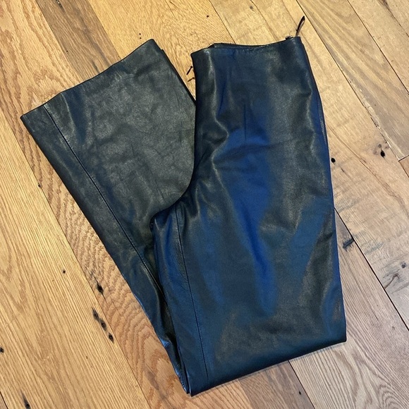 Doncaster Collection Black Leather Wide Leg Pants Trousers Size SMALL *read - Picture 3 of 7